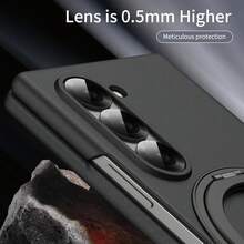 兼容 Galaxy Z Fold3 Z Fold4 Z Fold5 Z Fold6 手机壳，全身保护壳，带集成屏幕保护膜、镜头保护环、360° 可旋转隐形支架、柔软触感手机壳 - 黑色 - 查看 5