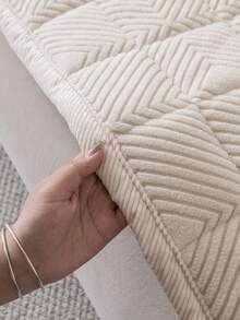 1pc Embroidered Plush Sofa Cover, Solid Color Nordic Style Thickened 3D Design Sofa Protector, Non-Slip Anti-Scratch Sofa Slipcover For Living Room, Bedroom, Study, 1/2/3/4 Seater With Armrest & Backrest - 米色 - 查看 9