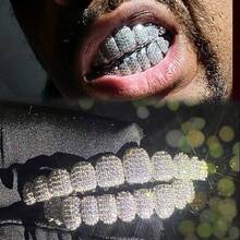 AINTTBY 1/2 Hip Hop Shining 18K Gold Plated Cubic Zirconia Gold Teeth Decoration Teen Grilz Grills 10 Teeth Upper And Lower Teeth Decoration Punk Bracelets Halloween Cosplay Rap Gorgeous Jewelry - Multicolor - View 10