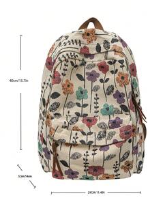Women's Classic Floral Print Backpack, Minimalist Design, Large Capacity, School Backpack - Multicolor - View 5