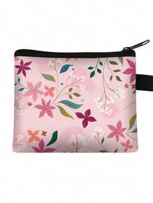 Full Print Floral Coin Wallet, Polyester Portable Zipper Coin Wallet, Small Card Bag, Pocket Wallet, Wallet, Key Bag, Floral Wallet, Handbag, Girls' Wallet, Mini Wallet, Coin Wallet, Ladies' Small Wallet, Holiday Gift ﻿ - Multicolor - View 14