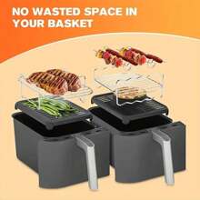 Grille d'Friteuse à Air Polyvalente en Acier Inoxydable avec 4 Brochettes - Accessoire de Barbecue Intérieur/Extérieur pour Cuisine et Salle à Manger - Accessoires de Cuisson pour Barbecue, Ustensiles de Cuisine
