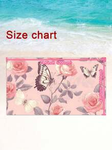 1pc Butterfly & Flower Print Beach Shawl, Decorative Beach Wrap, Swimsuit Cover Up, Semi-Transparent Elegant Multifunctional Beach Dress, Chiffon Material, For Beach Shirt
