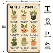 1PC Gentle Reminders Tin Sign, Motivational Quotes, You Deserve To Be Heard, Your Feelings Are Valid, Inspirational Wall Art, Perfect For Bedroom, Office, Or Living Room, Positive Energy Decor, 8x12 Inches / 20x30 Cm - 8x12吋/20x30公分-1件 - 查看 3