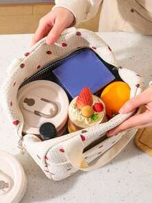 1 pièce Sac isotherme épais et imperméable à motif dessin animé, sac à lunch pour étudiant ou employé de bureau. Sac à lunch grande capacité avec doublure en feuille d'aluminium gardant la nourriture au chaud, fraîche et froide. Idéal pour le retour à l'école, pique-nique, accessoires scolaires pour femmes. - Multicolore - Voir 2