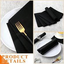Local Warehouse-  Pocket Square Towel For Wedding Party Leinuosen 100 Pack Handkerchiefs Bulk Men's Handkerchiefs Cotton Classic Hankies - Black - View 4