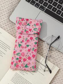 1Pc Cute Floral & Bow Knot Pattern Quilting Glasses Bag ,Travel Glass Pouch ,Girls Glasses Storage Box, Sunglasses Accessories Featuring A Cute Print Style, Cartoon Design, And A Girlish Heart Pattern, Perfectly Protecting Sunglasses And Making It A Great Gift For Summer Vacation ,Journey