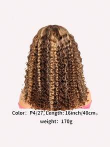 ownvmor Curly Bob Wig Human Hair Deep Wave 13x4 HD Lace Front Wigs For Women Human Hair Pre Plucked Wear And Go Glueless Short Wet And Wavy Ombre Honey Blonde Highlight Color 4/27 16 Inch - 蜂蜜金髮女郎 - 查看 7