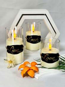 3pcs Flameless Candles - Acrylic Flameless Candles With Timer, Battery Operated Candles With 10-Key Remote, Flickering LED Pillar Candles With 3D Flame Effect, Suitable For Weddings, Parties, Home Decor