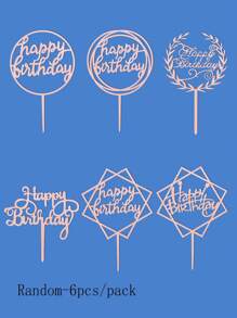 6pcs Happy Birthday Cake Decoration Set, Acrylic Cake Decoration, Sparkling Happy Birthday Cake Decoration, DIY Cake Decoration, Cake Tools, Birthday Party Supplies