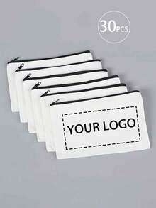 定制徽标化妆包个性化化妆袋，商务散装 DIY 盥洗包，女士旅行收纳包，耐用白色带拉链可定制位置印花白色/黑色帆布拉链袋，男女通用成人无香化妆包，彩色，可爱，迷人，简约，有趣，卡哇伊，Y2K，极简主义，通勤，商务休闲，基础款，定制，个性化，独特，定制，送给他的理想礼物，送给她、她、家人、朋友、女朋友的理想礼物