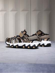 Children Boys' Outdoor Style Anti-Slip Durable Sports Sandals, Leather-Mesh Design Breathable Comfortable Anti-Collision Toe, Suitable For Daily & Outdoor Wear, Spring/Summer