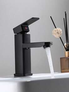 1pc Bathroom Black Faucets Hot And Cold Mixer Faucets Vanity Bathroom Kitchen Deck Mounted Bathroom Sink Faucets Bathroom Accessories Bathroom Tools - Black - View 4