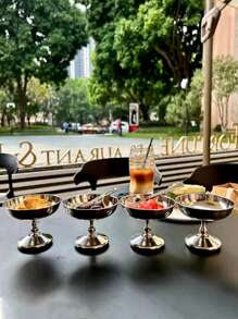 1pc Retro Stainless Steel Tall Dessert Bowl, Pudding Jelly Bowl, Ins Style Ice Cream Cup, High Aesthetic Ice Cream Cup, Fruit Dessert Plate