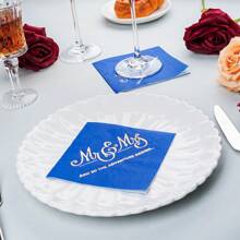 50pcs Gold Foil "Mr & Mrs" Disposable Napkins - 3 Ply Soft & Elegant, Suitable For Weddings, Bridal Showers, Anniversaries, Valentine's Day And Global Celebrations