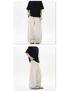 Men's White Washed Denim Jeans - Vintage Stonewashed Relaxed Fit Straight Leg Pants - Elegant Gray - View 2