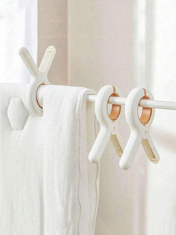 6pcs Strong Windproof Large Clothespins: Plastic, No Clamp Marks, Perfect For Drying Clothes And Bedding