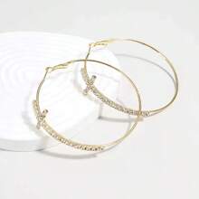 1 Pair Cross Hoop Earrings For Women, Suitable For Daily Wear