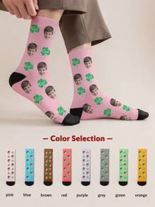 1 paire de chaussettes mi-mollet personnalisées pour hommes. Vous pouvez mettre n'importe quel visage sur les chaussettes. Chaussettes personnalisées avec photos, chaussettes moyennes et longues amusantes et personnalisées, conviennent pour des occasions telles que la Saint-Valentin, les anniversaires et les cadeaux.