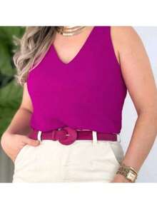 Duna Women's Thick Strap Tank Top - Rose Red - View 2