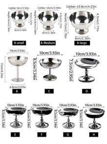 1pc Retro Stainless Steel Tall Dessert Bowl, Pudding Jelly Bowl, Ins Style Ice Cream Cup, High Aesthetic Ice Cream Cup, Fruit Dessert Plate