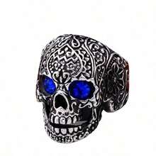Men's Vintage Punk Style Matte Skull Ring - Multicolor - View 32