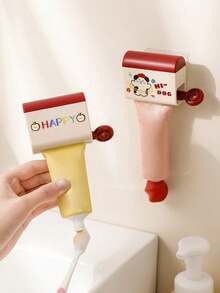 1/2/4 piezas Exprimidor de pasta de dientes lindo de dopamina, Exprimidor de pasta de dientes flojo, Exprimidor manual de pasta de dientes de limpiador facial para inodoro