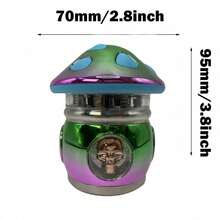 Large Metal Mushroom Tobacco Grinder Zinc Alloy 4-Layer Manual Gradual Powder Grinding Machine Crusher Mortar Pestle Herb Grinder Accessory Tool Gift - Mushroom - View 11