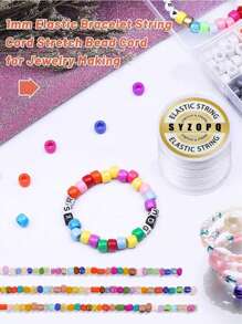 3 rouleaux de fil de pêche transparent élastique rond et de perles de cristal colorées, polyvalent pour la confection de bijoux, le filage de perles (longueur de 50 m)