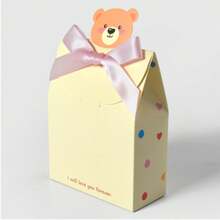 10 件可爱巧克力折叠礼盒，卡通蝴蝶结熊图案礼盒，派对礼品包装盒，生日糖果盒 - 彩色 - 查看 4