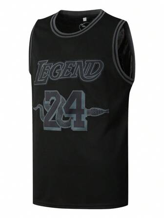 男友风格 男式传奇篮球球衣 24 23 黑色刺绣运动背心