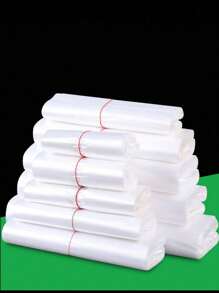50pcs/100pcs Reusable Plastic Shopping Bags - Ideal For Groceries, T-Shirts Etc - Suitable For Stores, Malls And Home Use, Random Patterns/Text, Convenient Bags, Shopping Bags, Tote Bags, Storage Bags, Garbage Bags, Mother's Day, Holiday Party Packaging, Some Printing/Marks Won't Affect Usage