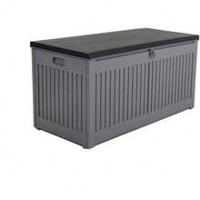 2025's Hottt-Charl Bentley, 390L, Outdoor, Garden, Plastic, Storage Box, Grey Body, Black Lid, Moulded Handl, Padlock Hasp, Sliding Lifts, PP Vacuum, Indoor, Outdoor, Steel, Storage Cht (143x57x53cm)-270L - Bildfarbe - View 1