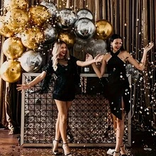 24个4D圆形四色铝箔气球，22英寸大号镜面气球，适用于生日、派对、情人节、家庭聚会装饰