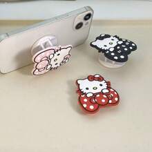 Sanrio Hello Kitty Oversized Bow Cartoon Pattern Portable Foldable Smartphone Stand & Desktop Holder With Decorative Sanrio Accessories, Suitable For Mobile Devices Compatible With IPhone, Android Phone, Gift For Birthday, Family, Friends Push-Pull Phone Grip, Phone Holder, Phone Accessories