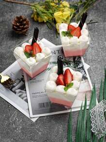 20pcs Transparent Plastic Dessert Cups And 50pcs Square Jelly Cups With Spoons, Reusable Mini Dessert Cups, Party Supplies, Mousse Cake Cups, Pudding Cups, Party Supplies, Outdoor Travel And Picnics