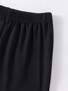 2 件套女童休闲蝴蝶结装饰宽松 T 恤和喇叭裤套装，适合春夏季