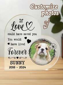Personalized Pet Memorial Acrylic Heart Plaque - Curved Heart-Shaped Remembrance Keepsake For Pets-5 Styles ,Loss Of Dog Or Cat Sympathy Tribute, Customizable Desk Decor Celebrating Beloved Animals - For Pet Lovers - Memorial Gift For Pet Loss