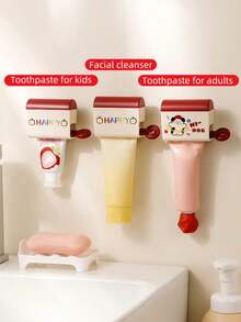 1/2/4 piezas Exprimidor de pasta de dientes lindo de dopamina, Exprimidor de pasta de dientes flojo, Exprimidor manual de pasta de dientes de limpiador facial para inodoro