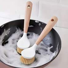Spazzola per pulizia da cucina con manico lungo, multiuso - Setole durevoli, adatta per pentole, padelle e piatti - Utilizzo applicabile in bagno, camera da letto, soggiorno e all'aperto, Spazzola per cucina resistente