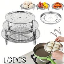 Un vassoio per la cottura a vapore in acciaio inossidabile, un vassoio per la cottura a vapore ispessito e impermeabile, una griglia per la cottura a vapore, utensili da cucina - liscio e senza graffi - facile da pulire - conservazione multifunzionale - bordo della piastra rialzato - specifiche multiple - traspirante e facile da cucinare - fori uniformi - facile da controllare - bordo della piastra rialzato - Nessun accumulo di acqua - robusto - vassoio per cottura a vapore impermeabile - griglia per cottura a vapore 18 cm - griglia per cottura a vapore 22 cm - griglia per cottura a vapore 26 cm - Argento - Visualizzare 6