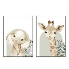 房间装饰 3 件套无框聚酯纤维墙面艺术套装，现代中性丛林动物帆布印刷品，大象、狮子、长颈鹿配绿叶，适用于卧室、游戏室装饰，是派对和母亲节礼物的理想选择，美观的房间装饰、卧室、防水帆布墙面艺术、艺术品墙画，可作为礼物、厨房、餐厅、客厅、咖啡厅、酒吧、墙壁装饰、家庭和宿舍装饰礼物生日毕业 - 彩色 - 查看 23