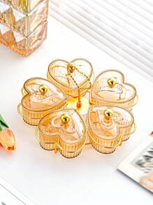 1pc Heart-Shaped Compartment Tray, Fruit Bowl, Candy/Snack/Dessert Plate, Serving Dish For Home/Living Room, Modern Melon Seeds/Dried Fruit Storage Box