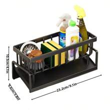 1 pièce Porte-ustensiles de cuisine en plastique, panier polyvalent pour l'égouttoir d'évier, support pour éponge, savon et torchon de cuisine
