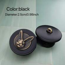 5 件复古铜兔头装饰纽扣，25 毫米大柄款式，精致青铜雕塑设计，适用于服装、帽子、背包和纺织品