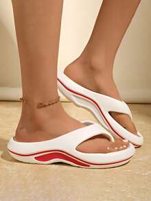 2025 New Couple's Flip Flops Flat Slippers Casual Slippers Sports Slippers Thick Bottom Fashion - Black - View 6