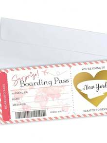 10pcs Surprise Boarding Pass Gift Ticket DIY Scratch-Off Travel Ticket Set With Envelope Surprise Revelation Ticket Gift Scratch-Off Card, Travel Memento - Multicolor - View 7