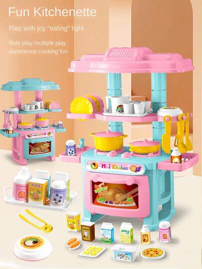 Kids Kitchen Playset, Children Role Play Cooking Toy Set, Simulated Mini Kitchen Utensils Toy, Parent-Child Interactive Toy, For Boys And Girls, Birthday Gift (Accessories Color Is Randomly Shipped, The Product Needs To Be Manually Operated To Achieve The Same Effect As The Detailed Page, The Product Pattern Is Random, Manual Measurement May Have Deviations, And The Scratches On The Product Are Caused During Logistics, Which Does Not Affect Its Use)