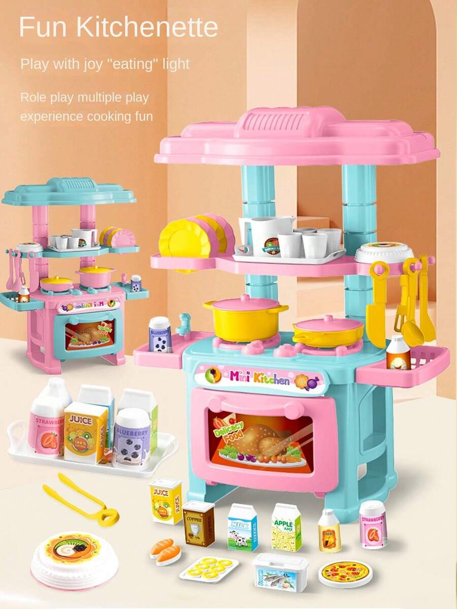 Kids Kitchen Playset, Children Role Play Cooking Toy Set, Simulated Mini Kitchen Utensils Toy, Parent-Child Interactive Toy, For Boys And Girls, Birthday Gift (Accessories Color Is Randomly Shipped, The Product Needs To Be Manually Operated To Achieve The Same Effect As The Detailed Page, The Product Pattern Is Random, Manual Measurement May Have Deviations, And The Scratches On The Product Are Caused During Logistics, Which Does Not Affect Its Use) - Many - View 1