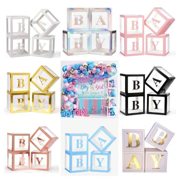 1pc 9.85in Clear Balloon Box, White Or Black. Party Event Decoration Box, Photography Props, A-Z 26 Letters Combinable
